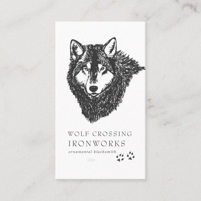 Vintage Sketch-Wolf-Visitenkarte Visitenkarte (Vorderseite)