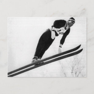 Vintage-Ski-Bild, Abheben! Postkarte