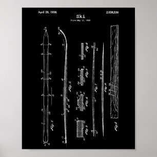 Vintage-Ski-Blauplan-Hemd - Schnee-Wasserskilauf S Poster