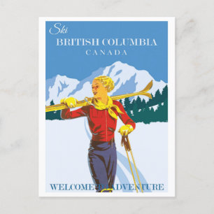Vintage Ski Kanada British Columbia Postkarte