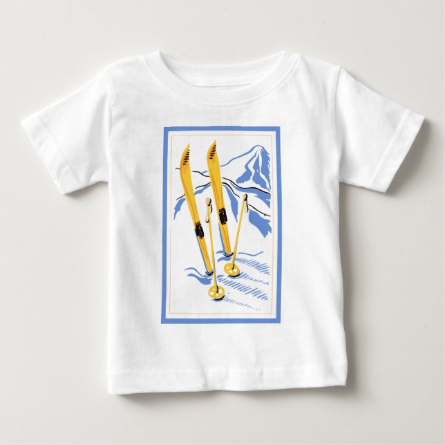 Vintage Ski-Kunst Baby T-shirt (Vorderseite)