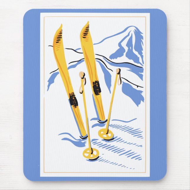 Vintage Ski-Kunst Mousepad (Vorne)