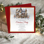 Vintage Ski Lodge und Nutcrackers Weihnachtsfest P Einladung<br><div class="desc">Nostalgisch Vintag aussehende Ferien-Ski-Lodge und Muskatkracker Soldaten Weihnachts-Party-Design.</div>