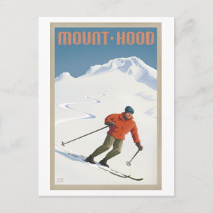 Vintage-Ski-Postkarte Mt. Hood Postkarte