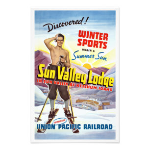 Vintage-Ski-Reiseplakat Sun Valley Idaho Fotodruck