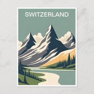 Vintage-Ski resort Wintertour Schweiz Europa Postkarte