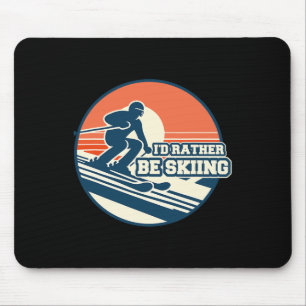 Vintage-Ski-Silhouette-Design mit Sonnenuntergangs Mousepad