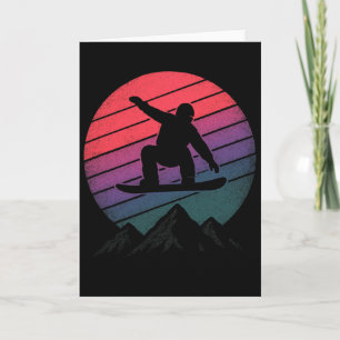 Vintage-Ski-Silhouette - Retro-Sonnenuntergangsber Karte