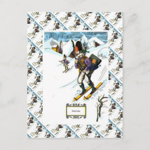 Vintage-Ski-Szene, Abfahrtslauf Postkarte