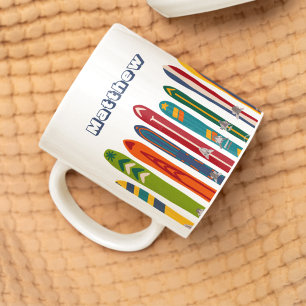 Vintage-Skier Personalisiert Zweiseitig Kaffeetasse