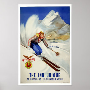 Vintage Skifahren-Fluglinien-Reise Poster