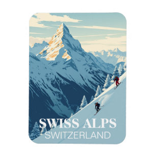 Vintage Skifahrer Schweiz Reisen Magnet