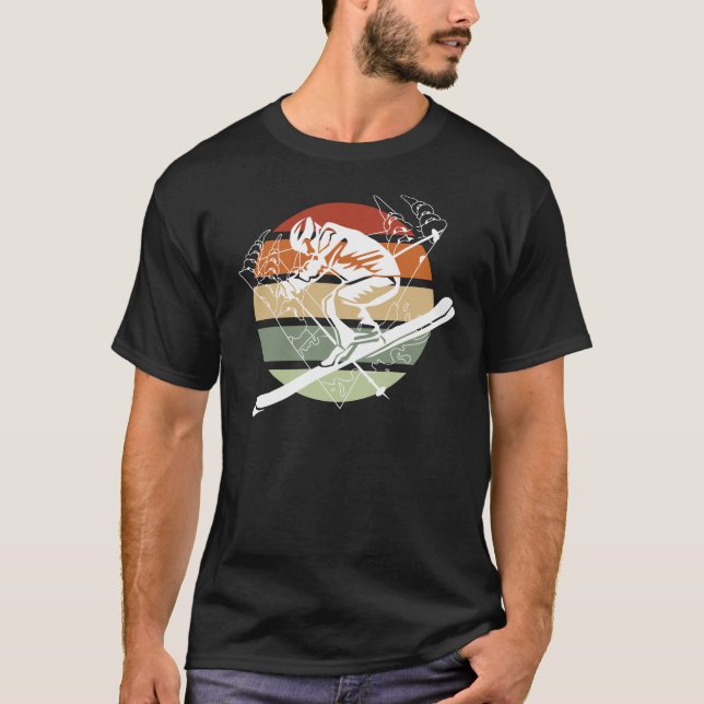 Vintage Skifahrer T-Shirt (Vorderseite)