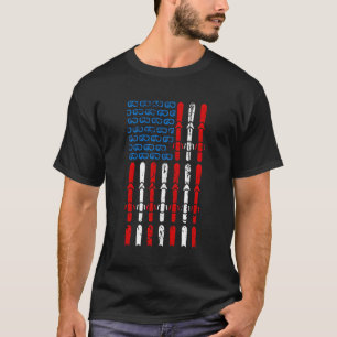 Vintage Skifahrt American Flag 4th of Julyice Skat T-Shirt