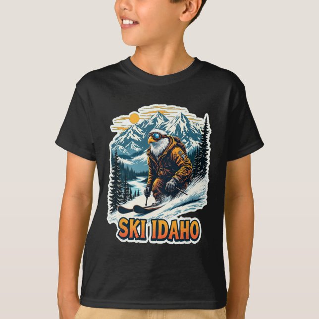 Vintage Skiing Eagle Design  T-Shirt (Vorderseite)