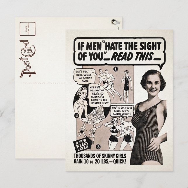 Vintage Skinny Dame Ad-Karte Postkarte (Vorne/Hinten)