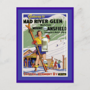Vintage-Skiplakat, Mad River Glen Postkarte