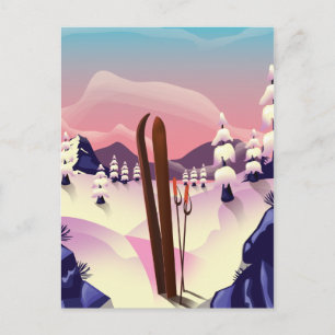 Vintage-Skiplakat Postkarte