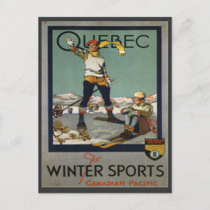 Vintage-Skiposter, Quebec Postkarte
