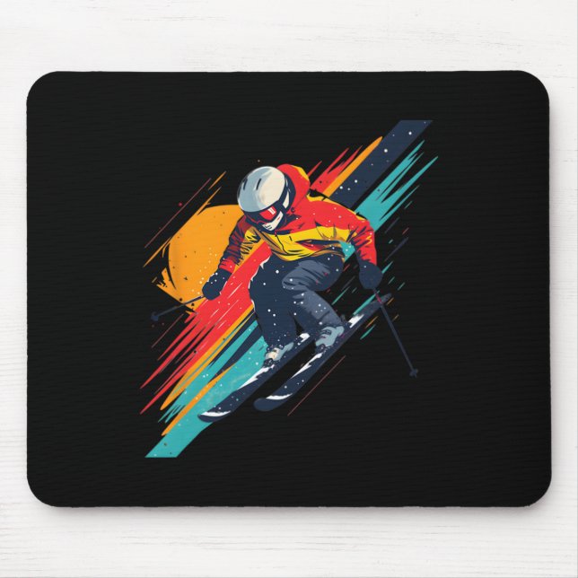 Vintage-Skirennfahrer-Design - Retro  Mousepad (Vorne)
