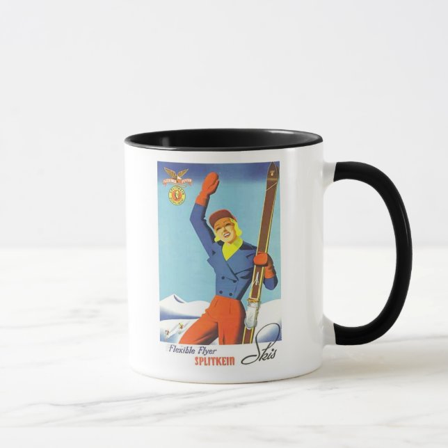 Vintage Skiwerbung Tasse (Rechts)