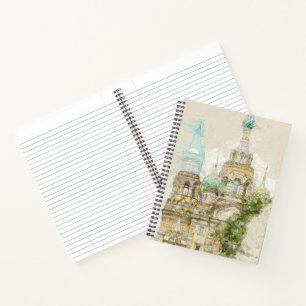 Vintage Skizze der Kirche St. Petersburg Notizbuch