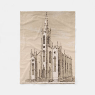 Vintage-Skizze der St. Nicholas-Kirche New York Fleecedecke
