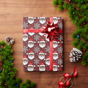 Vintage-Skizze Schwarzer Weihnachtsmann-Gingerbrea Geschenkpapier