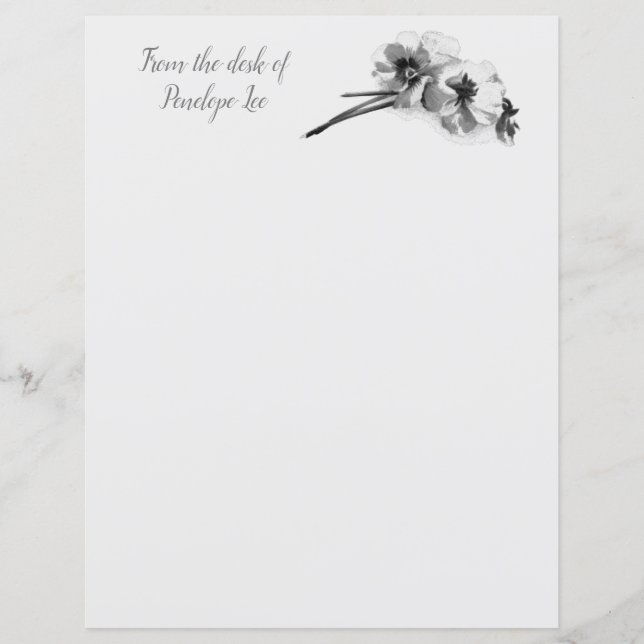 Vintage Skizze von Stiefmütterchen mit Namensschri (Vorderseite)