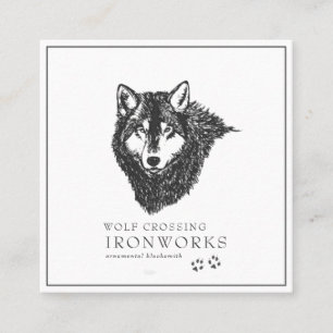 Vintage-Skizze-Wolf-Geschäftskarte Quadratische Visitenkarte