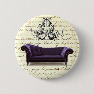 Vintage Skripte Paris Kronleuchter Hochzeit Button