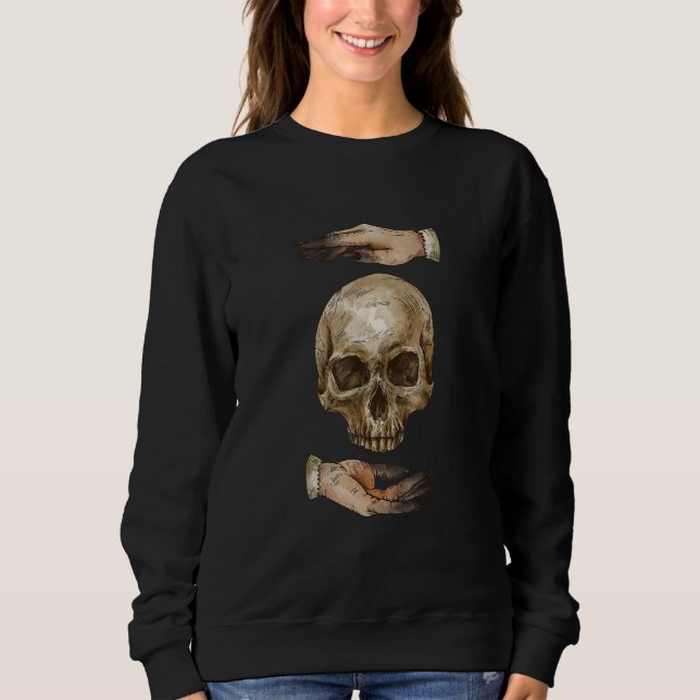 Vintage Skull Aesthetic Hands Skull Gothic Design Sweatshirt (Vorderseite)