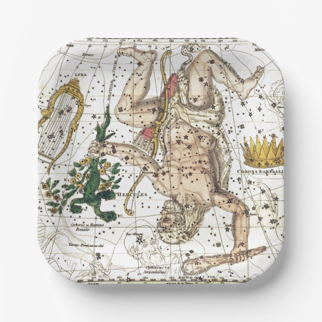 Vintage Sky Map Constellation of Hercules Pappteller (Vorderseite)