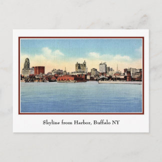 Vintage Skyline ab Hafen, Buffalo NY Postkarte
