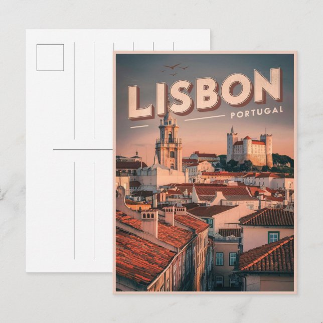 Vintage Skyline-Geschenke Postkarte (Vorne/Hinten)