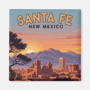 Vintage-Skyline von Santa Fe New Mexico Reise Magnet