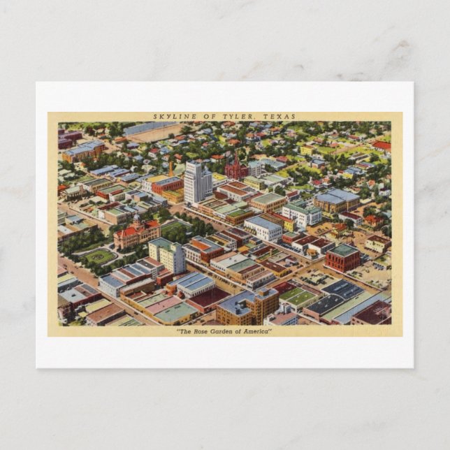 Vintage Skyline von Tyler, Texas, Postkarte (Vorderseite)