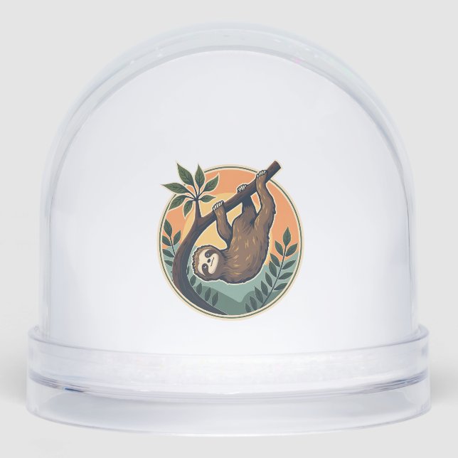 Vintage Sloth Vector Retro Wildlife Badge 2 Schneekugeln (Vorderseite)