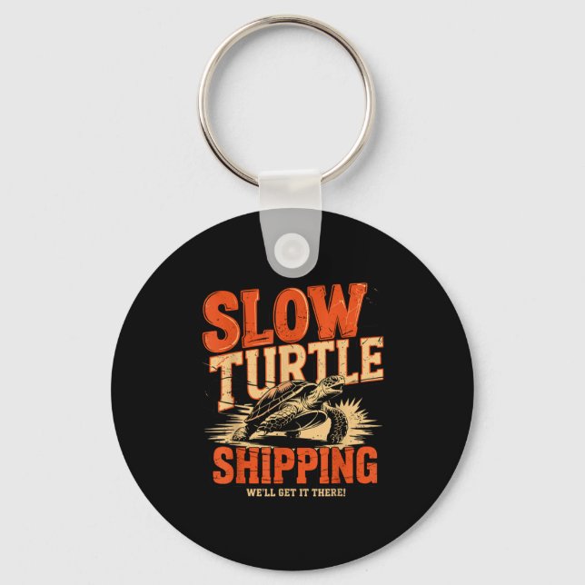 Vintage Slow Turtle Shipng - Funny Delivery Servic Schlüsselanhänger (Vorderseite)