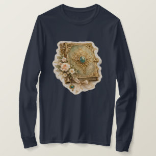 Vintage Smaragd-Geschichtenbuch-Langarm-T-Shirt T-Shirt