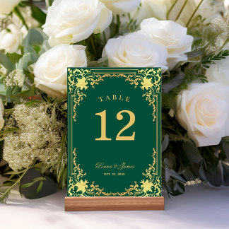 Vintage Smaragdgrüne Imitate Hochzeit Tischnummer