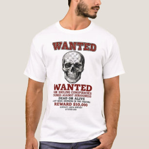 Vintage-Smiling-Skull-Wanted-Dead-or-Alive-Plakat T-Shirt