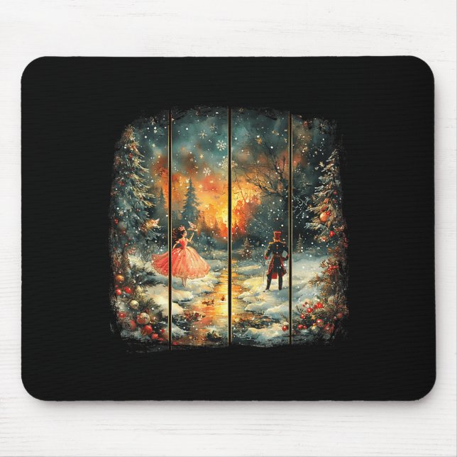 Vintage Snow Globe Nutcracker Christmas Coquette  Mousepad (Vorne)