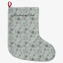 Vintage Snow Großer Weihnachtsstrumpf