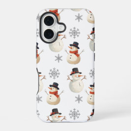 Vintage Snowman Christmas Snowflakes iPhone Case 16 Hülle