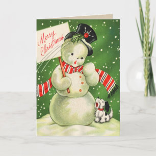 Vintage Snowman-Weihnachtskarte Feiertagskarte
