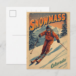vintage SNOWMASS Espen Colorado Skigebiete Geschen Feiertagspostkarte