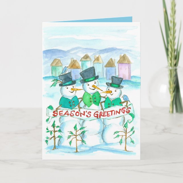 Vintage Snowmen Frohe Weihnachten Viktorianisches  (Vorderseite)