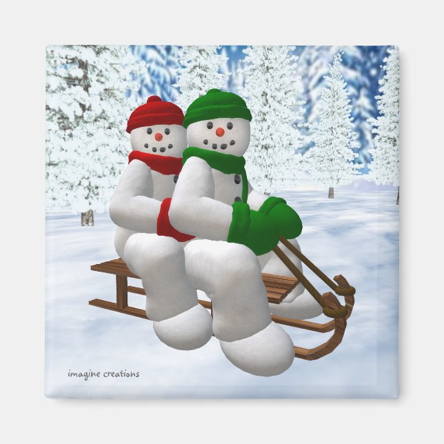 Vintage Snowmen Magnet (Vorne)