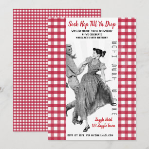 Vintage SOCK HOP Retro Invitation ANNIVERSAIRE 50e